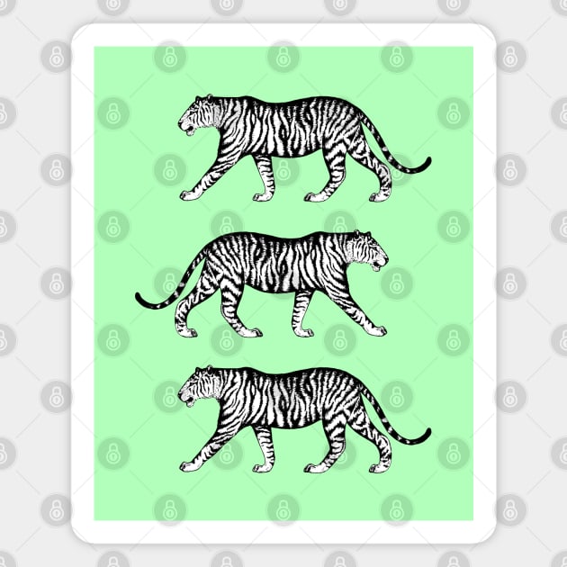 Three Tigers (Green and White) Magnet by illucalliart